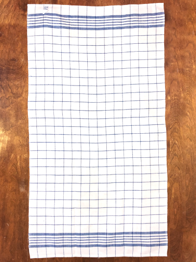 Vintage Tea Towel – White and Blue Plaid MAIN
