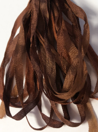 The Thread Gatherer Hand-dyed Silk Ribbon, 4mm — Chocolate Caramel 076 THUMBNAIL