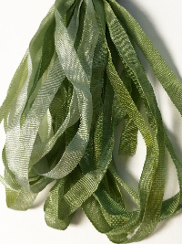 The Thread Gatherer Hand-dyed Silk Ribbon, 4mm — Willow Green 047 THUMBNAIL