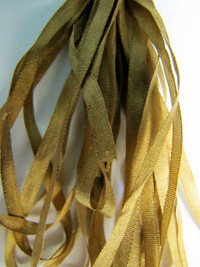 The Thread Gatherer Hand-dyed Silk Ribbon, 4mm — Bronze Age Green 154 THUMBNAIL