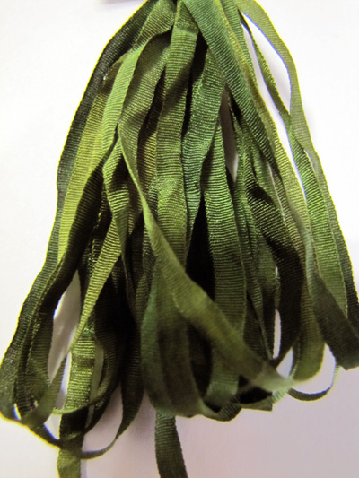 The Thread Gatherer Hand-dyed Silk Ribbon, 4mm — Camouflage 055 MAIN