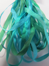The Thread Gatherer Hand-dyed Silk Ribbon, 4mm — Mermaid Shimmer 056 THUMBNAIL