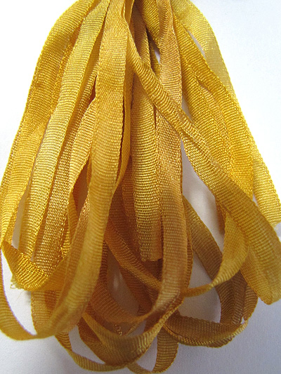 The Thread Gatherer Hand-dyed Silk Ribbon, 4mm — Straw Into Gold 175 MAIN