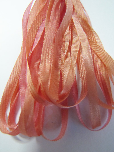 The Thread Gatherer Hand-dyed Silk Ribbon, 4mm — Sushi Flower 183 MAIN