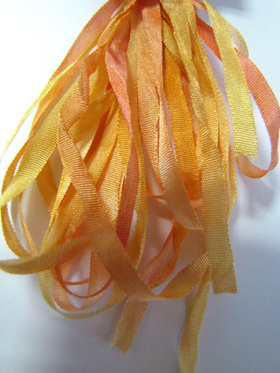 The Thread Gatherer Hand-dyed Silk Ribbon, 4mm — Yellow Blush 080 MAIN