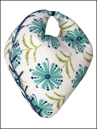 Thumb Pincushion – Turquoise Blue Flowers on White THUMBNAIL