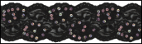 Black Elastic Lace Trim with Iridescent Pink Sequins THUMBNAIL