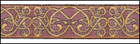 Mauve Woven Trim with Golden Yellow Swirls THUMBNAIL