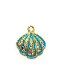Seashell Charm - Turquoise & Rhinestones THUMBNAIL