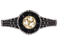 Vintage Appliqué – Black Belt Shape with Gold Center THUMBNAIL