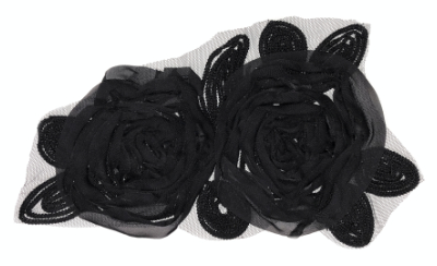 Vintage Appliqué – Black Roses on Black Netting MAIN