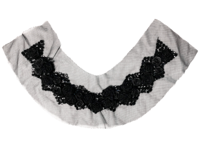 Vintage Appliqué – Collar Shape with Black Silk Roses, Sequins and Beads MAIN