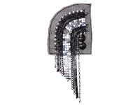 Vintage Appliqué – Black and Silver Chains on Black Netting THUMBNAIL