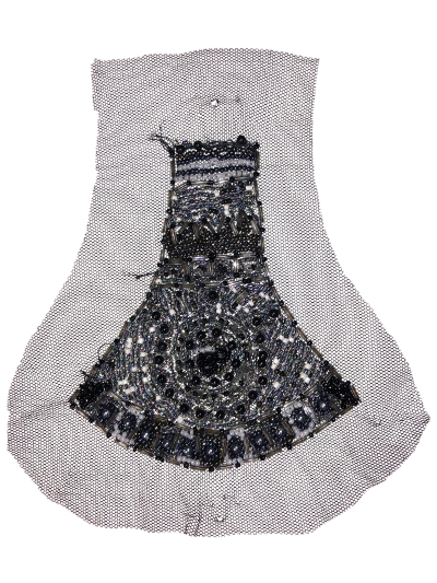 Vintage Appliqué – Black and Silver Fan-shaped MAIN
