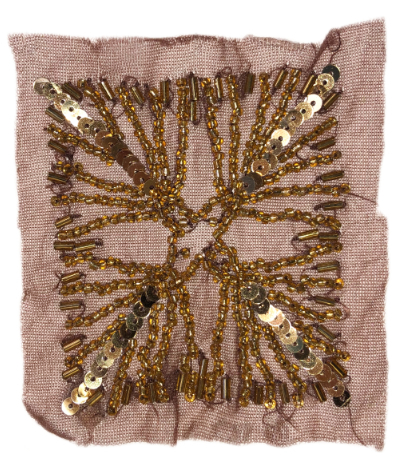 Vintage Appliqué – Gold Embellishments on Brown Square MAIN