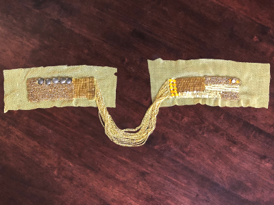 Vintage Appliqué – Gold Chains Between Two Appliqués with Gold, Bronze and Silver Beads and Sequins MAIN