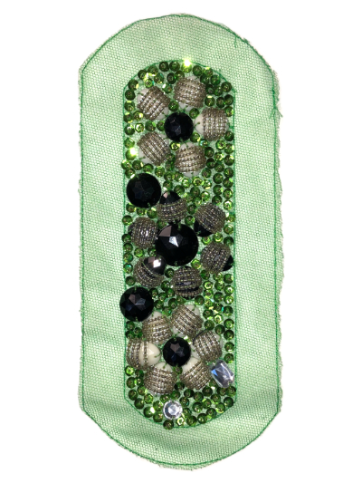 Vintage Appliqué – Green, Black, Silver and White Embellishments on Green MAIN