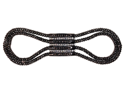 Vintage Appliqué – Pewter Lariat with Rhinestone Embellished Metal Centerpiece MAIN