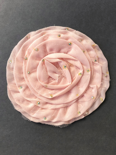 Vintage Appliqué – Pink Rose with Iridescent Rhinestones MAIN