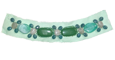 Vintage Appliqué – Aqua and Green Beads on Seafoam Green MAIN