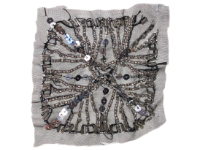 Vintage Appliqué – Silver on Black Sheer Square THUMBNAIL
