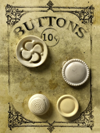 VINTAGE White and Cream Buttons on "BUTTONS" Card THUMBNAIL