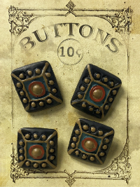 VINTAGE Clay Rectangular Multicolored Buttons on "BUTTONS" Card THUMBNAIL