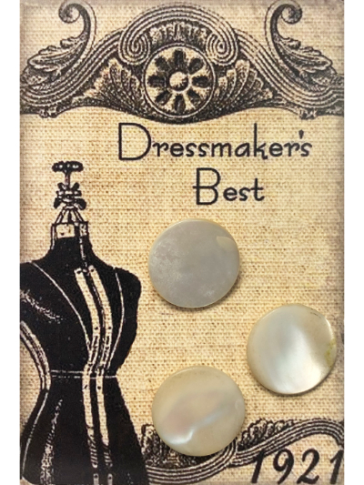 VINTAGE Mother of Pearl Round Buttons on Card with Dress Form MAIN