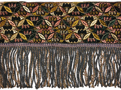 Vintage Embroidered Upholstry Trim – Blue, Green, Gold and Rose Gold – Four 15" Pieces MAIN