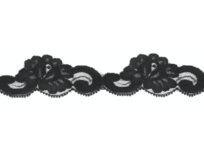 Vintage Lace Trim – floral pattern, black, 1-1/2" wide – Priced per yard MAIN