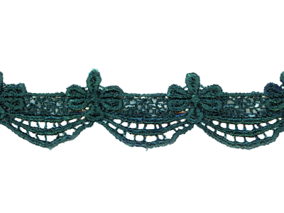 Vintage Lace Trim – scalloped with flowers, dark green, 7/8" wide – Priced per yard MAIN