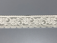 Vintage flat Lace Trim – leaf design w/ scalloped edges, cream, 1 1/2" wide – 93 inches THUMBNAIL