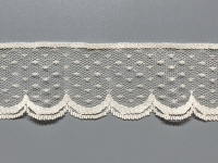 Vintage Flat Lace Trim – spotted design w/ scalloped edge, cream, 2 1/8" wide – 15 1/2 yards THUMBNAIL