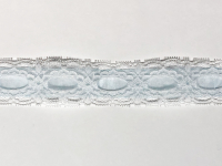 Vintage flat Lace Trim – floral design, light blue and white, 1 1/2" wide – 113 1/2 inches total THUMBNAIL