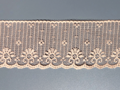 Vintage Flat Lace Trim – floral design w/ scalloped edge, peach, 2 1/4" wide – 305 1/2 inches total MAIN