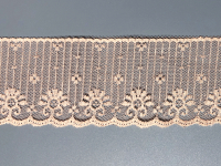 Vintage Flat Lace Trim – floral design w/ scalloped edge, peach, 2 1/4" wide – 305 1/2 inches total THUMBNAIL