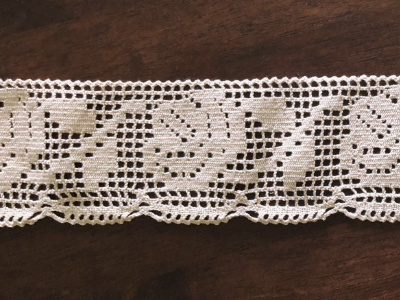 Vintage Lace Trim – floral pattern, light tan, 3" wide – Priced per yard MAIN
