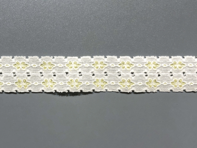 Vintage Flat Lace Trim – floral design, yellow and cream, 1" wide – 7 yards MAIN