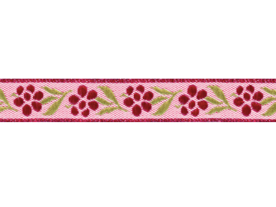 Vintage Trim – Cranberry Colored Embroidered Flowers MAIN