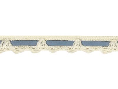 Vintage Cotton Beaded Trim with Blue Suede MAIN