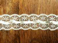 Vintage Lace C – Double scalloped edge, off-white, 1" wide – Priced per yard THUMBNAIL