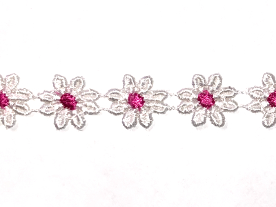 Vintage Flower Trim – White with Pink Centers MAIN