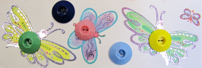 VINTAGE Colorful Plastic Buttons on Card with Butterflies MAIN