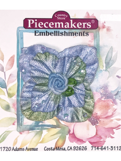 Faux Velvet Flower – Periwinkle and Green MAIN