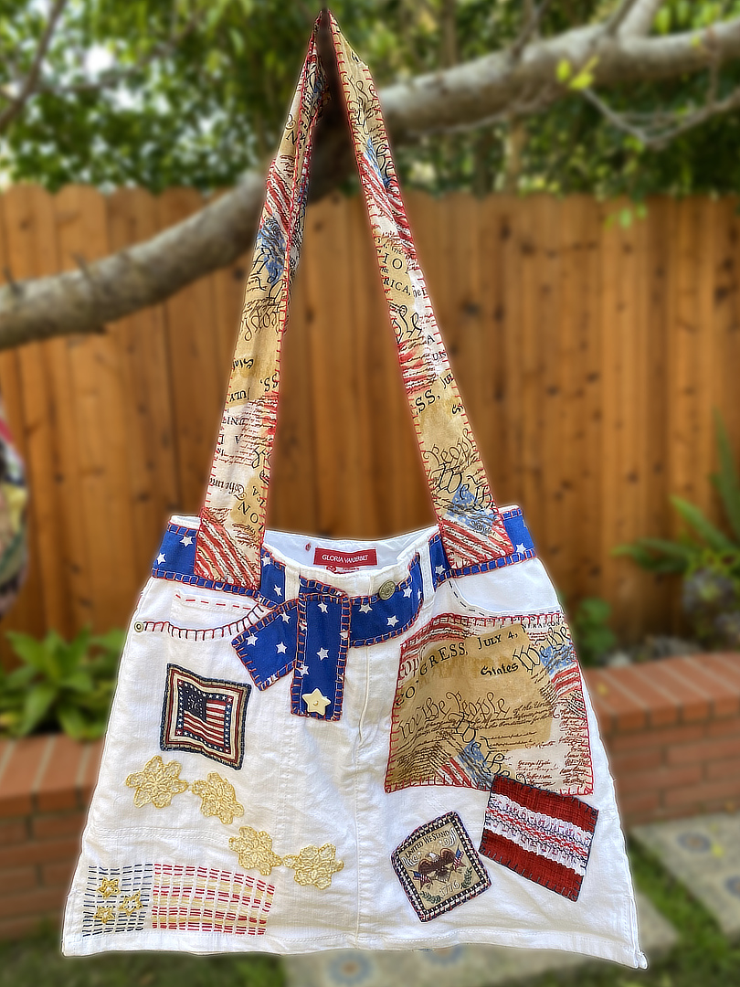 We the People Large Shoulder Tote - White THUMBNAIL