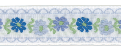 Woven Trim – White with Blue Flowers MAIN