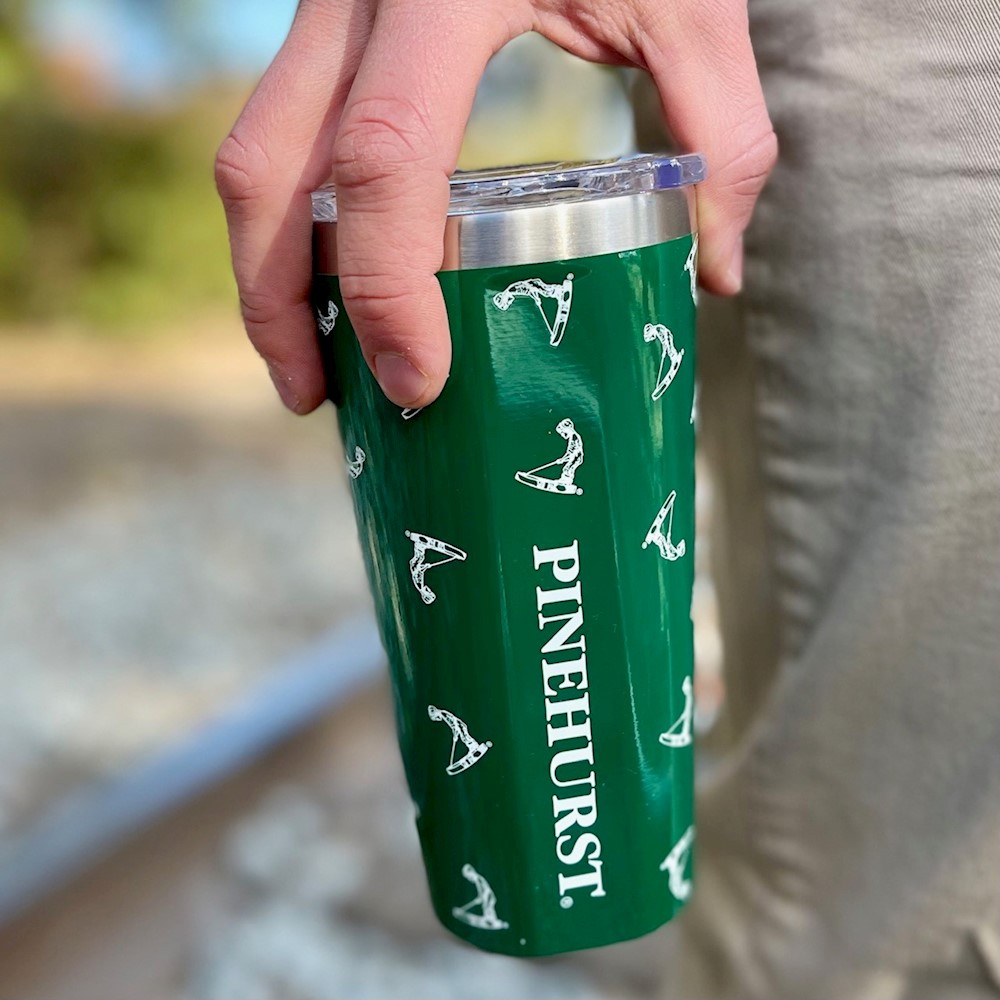 Green 16 ounce tumbler with pinehurst logo LARGE