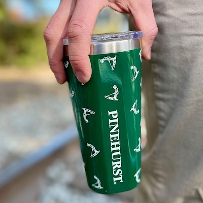 Green 16 ounce tumbler with pinehurst logo THUMBNAIL