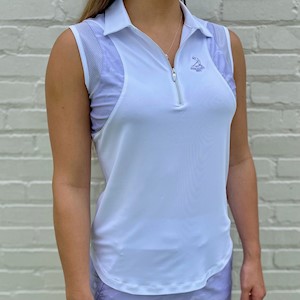 Ahead - Ladies' Del Norte Sleeveless Polo - White SWATCH