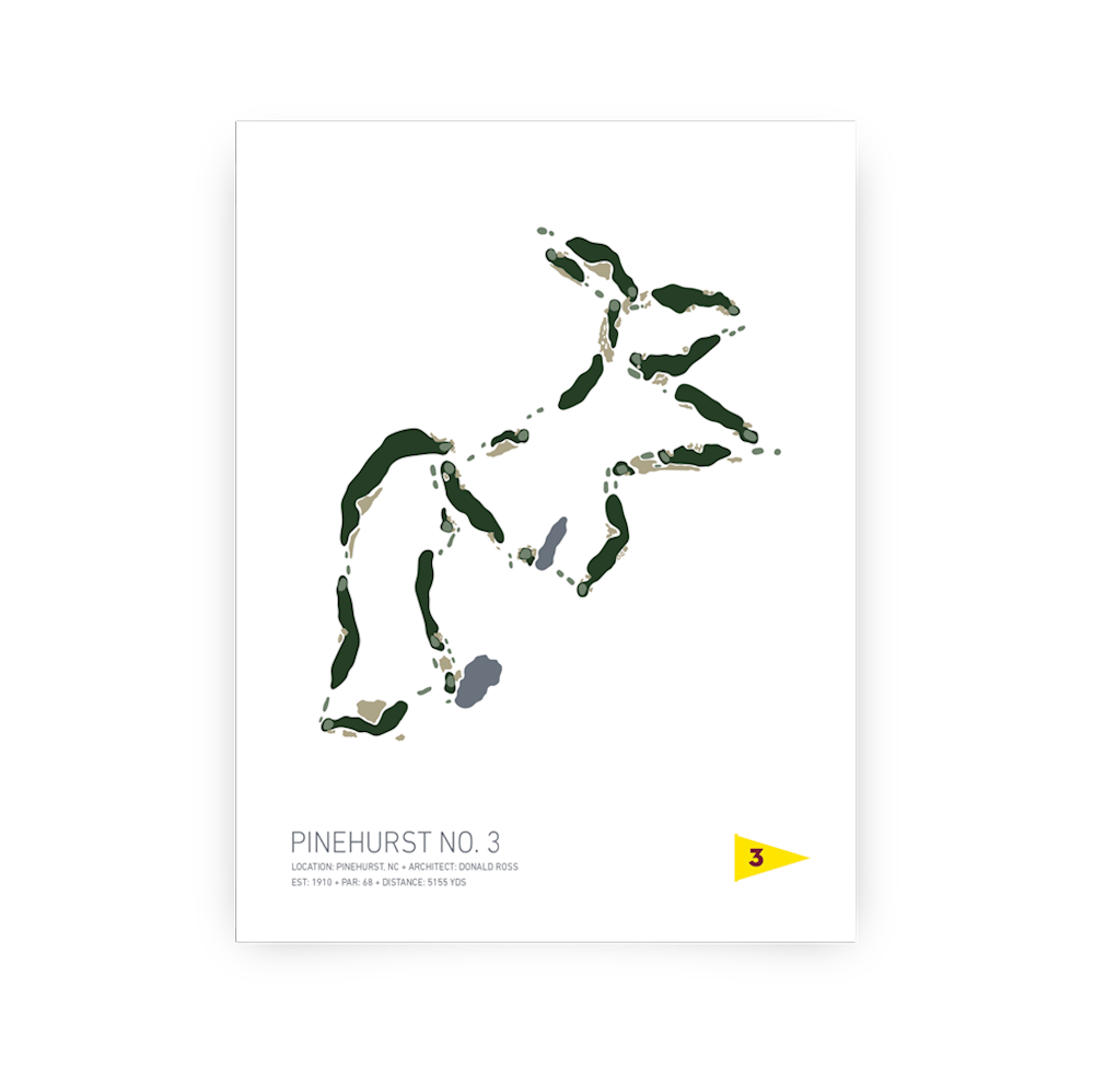 Lie & Loft - 11x14 Pinehurst Course Layout No. 3 Print LARGE